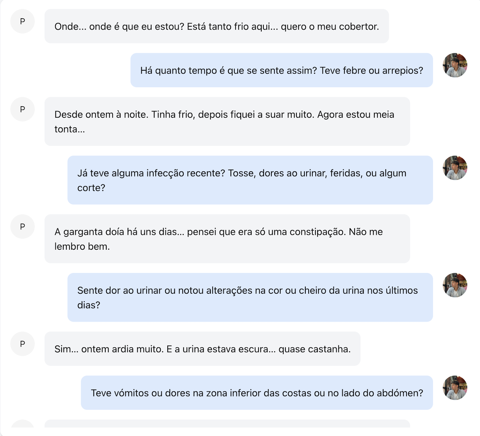 Paciente virtual em ecrã digital